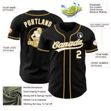 Custom Black White-Old Gold Authentic Baseball Jersey