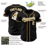 Custom Black Old Gold-White Authentic Baseball Jersey