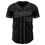 Custom Black-Steel Gray Authentic Baseball Jersey