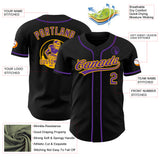 Custom Black Purple-Gold Authentic Baseball Jersey