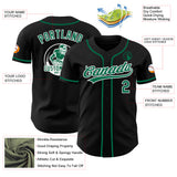 Custom Black Kelly Green-White Authentic Baseball Jersey