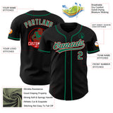 Custom Black Kelly Green White-Red Authentic Baseball Jersey