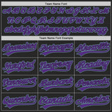 Custom Black Purple-Light Blue Authentic Baseball Jersey