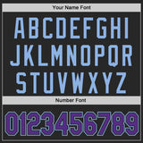 Custom Black Purple-Light Blue Authentic Baseball Jersey