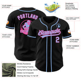 Custom Black Light Blue-Pink Authentic Baseball Jersey