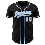 Custom Black Light Blue-White Authentic Baseball Jersey