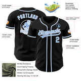 Custom Black Light Blue-White Authentic Baseball Jersey