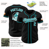 Custom Black Teal-White Authentic Baseball Jersey