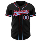 Custom Black Light Blue-Red Authentic Baseball Jersey