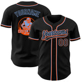 Custom Black Powder Blue-Orange Authentic Baseball Jersey