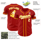 Custom Red White-Yellow Authentic Baseball Jersey
