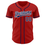 Custom Red Navy-White Authentic Baseball Jersey