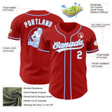Custom Red White-Light Blue Authentic Baseball Jersey