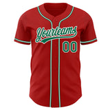 Custom Red Kelly Green-White Authentic Baseball Jersey