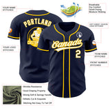 Custom Navy White-Yellow Authentic Baseball Jersey