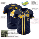 Custom Navy Gold-White Authentic Baseball Jersey