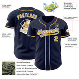 Custom Navy Old Gold-White Authentic Baseball Jersey
