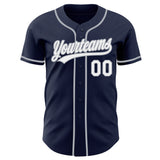 Custom Navy White-Gray Authentic Baseball Jersey