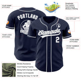 Custom Navy White-Gray Authentic Baseball Jersey