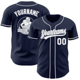 Custom Navy White-Gray Authentic Baseball Jersey