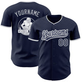 Custom Navy White-Gray Authentic Baseball Jersey
