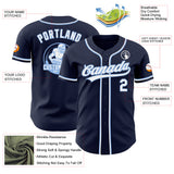 Custom Navy White-Light Blue Authentic Baseball Jersey