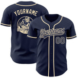 Custom Navy-Cream Authentic Baseball Jersey