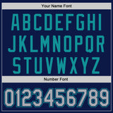 Custom Navy Gray-Teal Authentic Baseball Jersey
