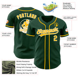 Custom Green Gold-White Authentic Baseball Jersey