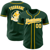 Custom Green Gold-White Authentic Baseball Jersey