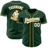 Custom Green White-Old Gold Authentic Baseball Jersey