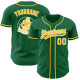 Custom Kelly Green Gold-White Authentic Baseball Jersey