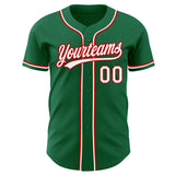 Custom Kelly Green White-Red Authentic Baseball Jersey