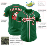 Custom Kelly Green White-Red Authentic Baseball Jersey