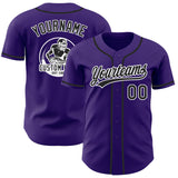 Custom Purple Black-White Authentic Baseball Jersey