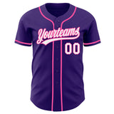 Custom Purple White-Pink Authentic Baseball Jersey