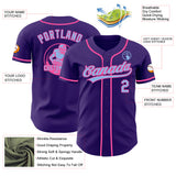 Custom Purple Light Blue-Pink Authentic Baseball Jersey