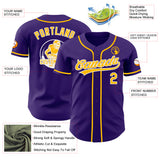 Custom Purple Gold-White Authentic Baseball Jersey
