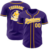 Custom Purple Gold-White Authentic Baseball Jersey