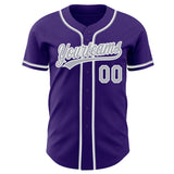 Custom Purple Gray-White Authentic Baseball Jersey