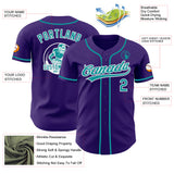 Custom Purple Teal-White Authentic Baseball Jersey