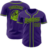 Custom Purple Black-Neon Green Authentic Baseball Jersey