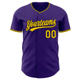Custom Purple Yellow-Black Authentic Baseball Jersey