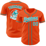 Custom Orange Teal-White Authentic Baseball Jersey