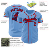 Custom Light Blue Red-Navy Authentic Baseball Jersey