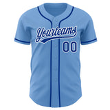 Custom Light Blue Royal-White Authentic Baseball Jersey