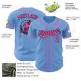 Custom Light Blue Pink-Black Authentic Baseball Jersey
