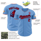 Custom Light Blue Red Navy-White Authentic Baseball Jersey