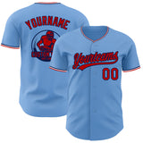 Custom Light Blue Red Navy-White Authentic Baseball Jersey
