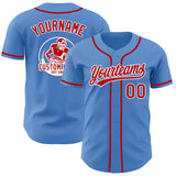 Custom Powder Blue Red-White Authentic Baseball Jersey